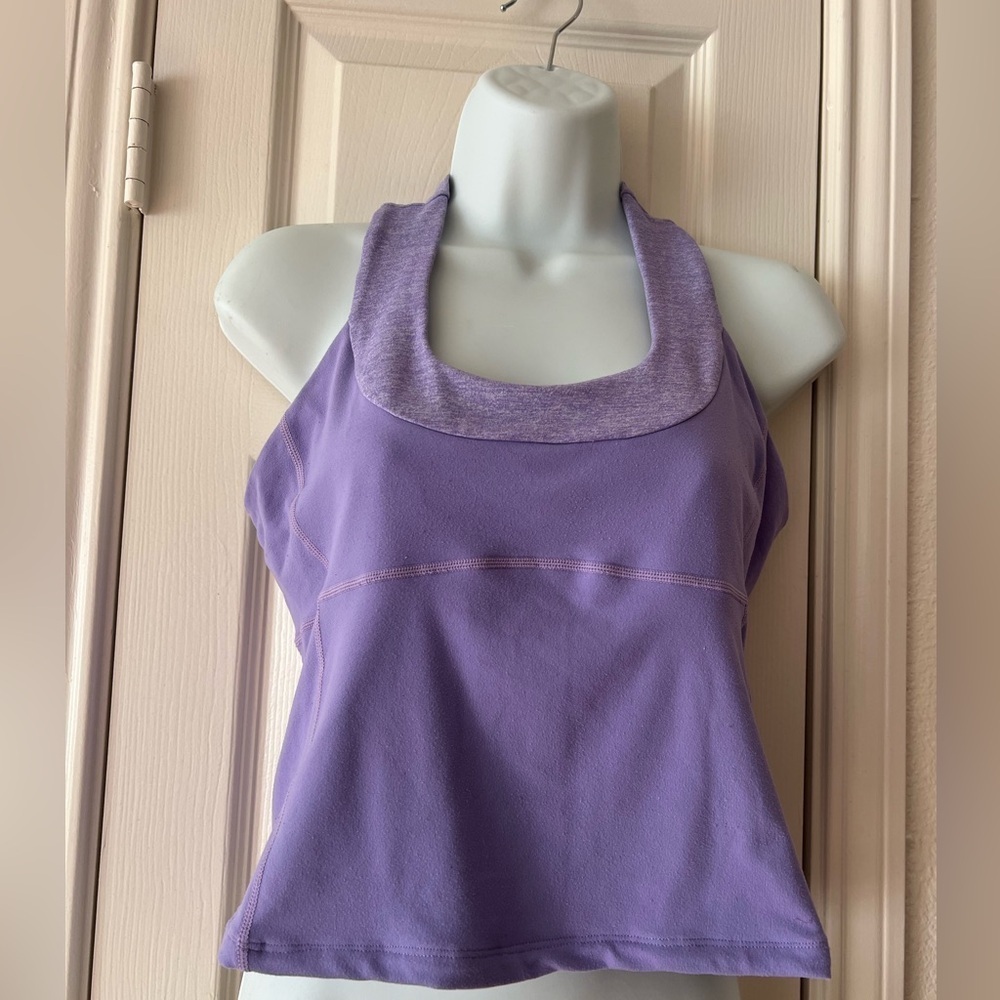 Lululemon Womens 10 Athletic Tank Top Purple Stretch Built In Bra Athletic Fit